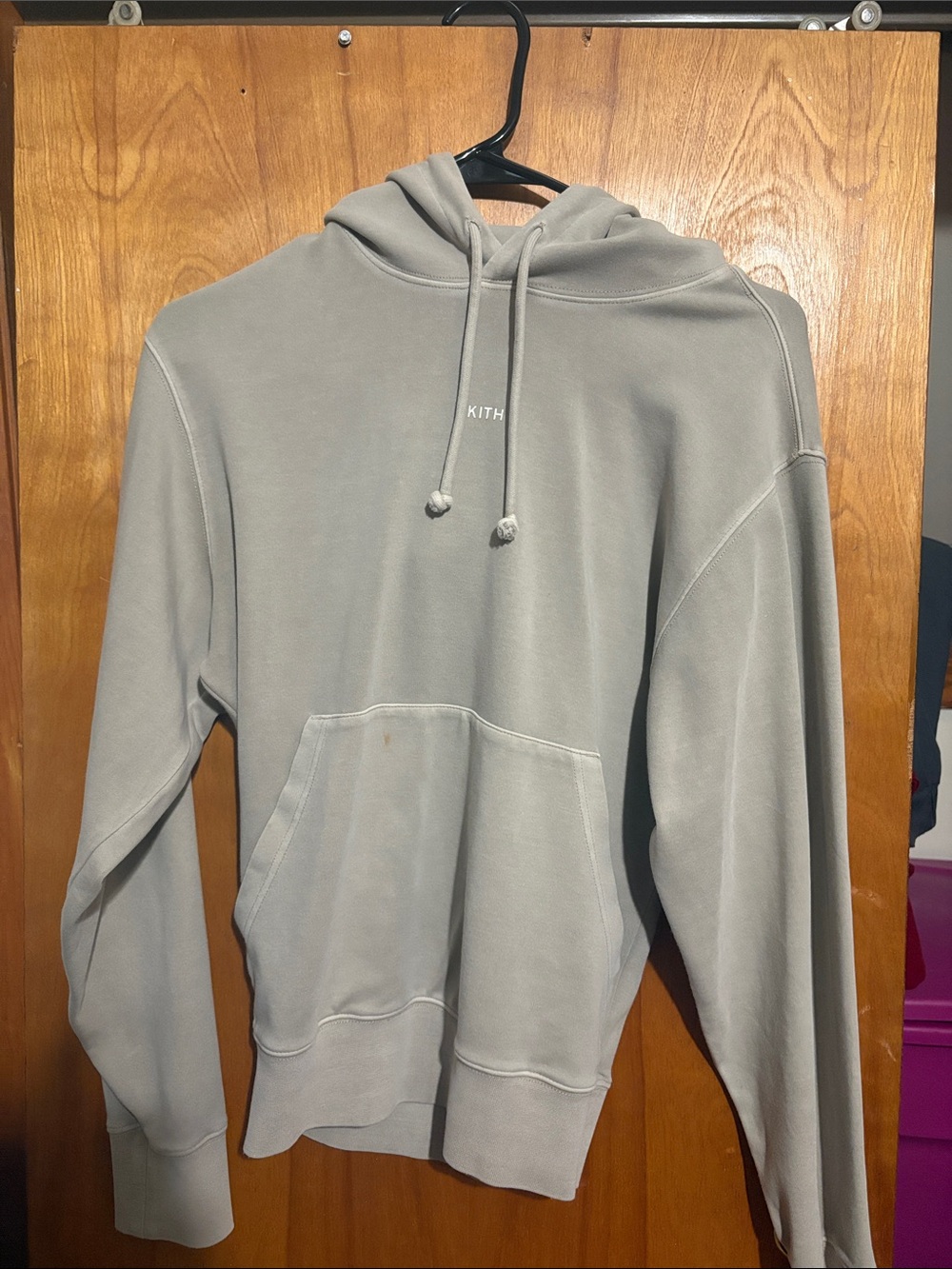 Kith Light Gray Pullover Hoodie with Subtle Logo